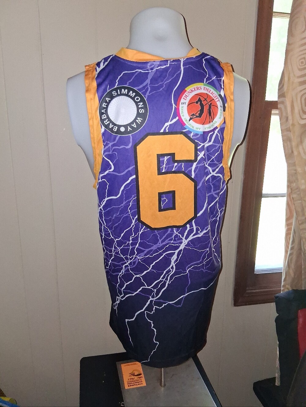 Purple & Gold Basketball Jersey with Number 6